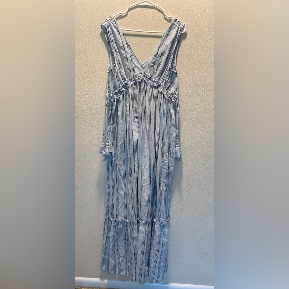 True Craft Blue and White Striped Maxi Dress